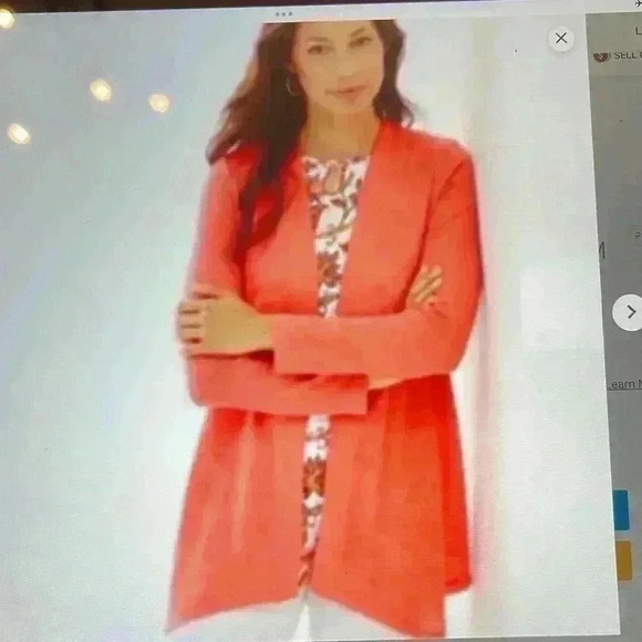 J.Jill Love Linen Open Front Knit Cardigan Size M 100% linen pretty orange color - Picture 1 of 8